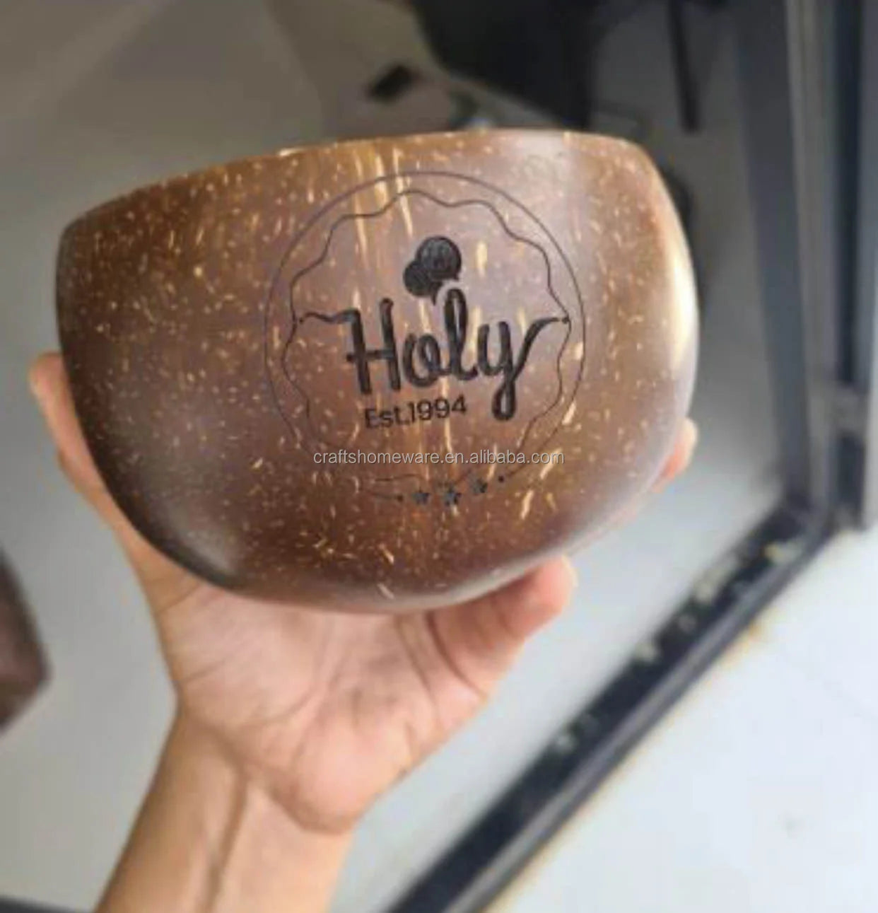 Wholesale Factory Cheap Price Engraved Custom logo Large Jumbo Small 100% Natural Spoon Fork Straw Acai Coconut Shell Bowls Set