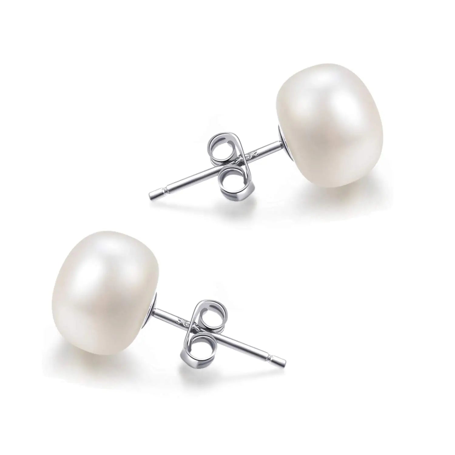 Pearl Earrings Real Natural Freshwater Pearls Light Bulb Stud 925 Sterling Silver Earrings Pearl Jewelry Women Wedding Gifts
