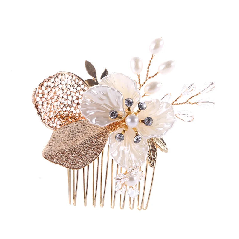 Handmade Wedding  Accessories  Hair Comb Alloy Rhinestone  Flower Headpiece Women Bride Hair Ornaments  Bridal Jewelry