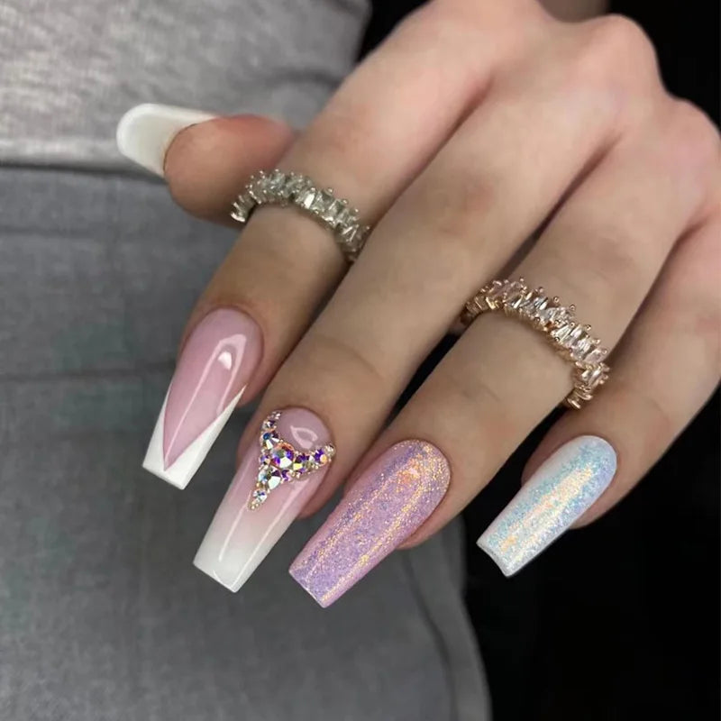 Wholesale Design Long Acrylic Nail Accessories Trendy 24pcs Full Cover False Nail Tips Private Label Press on Nails for Women