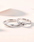 BASQUESUN Factory Wholesale CustomLove at First Sight a Pair of Niche Fresh Stylish and Simple Copper Inlaid Zircon Couple Rings