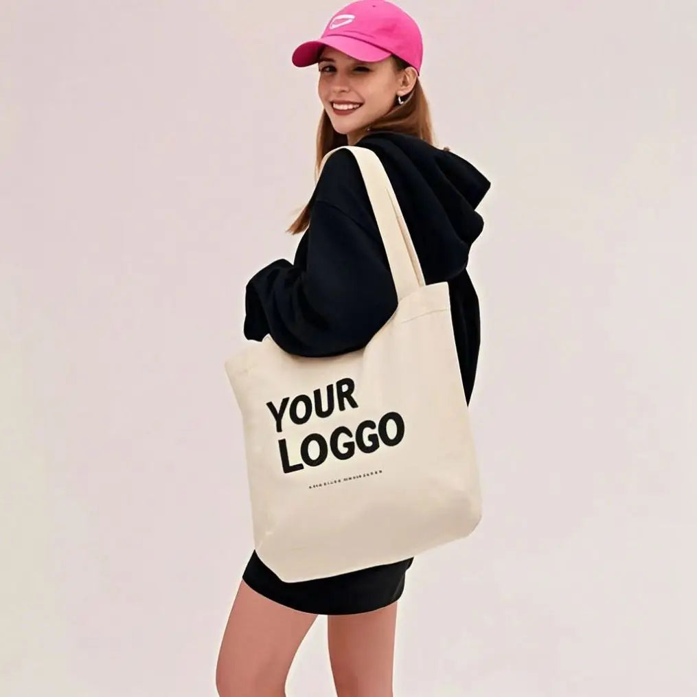 Xincai Women's Premium Lady Dress Canvas Tote Bag Customized Printed Eco-Friendly Waterproof Handbag Fashionable Zipper Closure