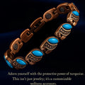 Energinox Hot Selling Bio Health Magnetic Therapy Elegant Pure Copper Turquoise Bracelet