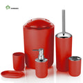 Luxury 6 Pieces Modern Eco-Friendly Bathroom Set Plastic Shower Accessories Including Soap Dispenser Toothbrush Holder