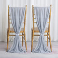 XinLan New Design Solid Plain Dusty Blue Chiffon Chair Sash Event Wedding Chair Decoration Chair Sash