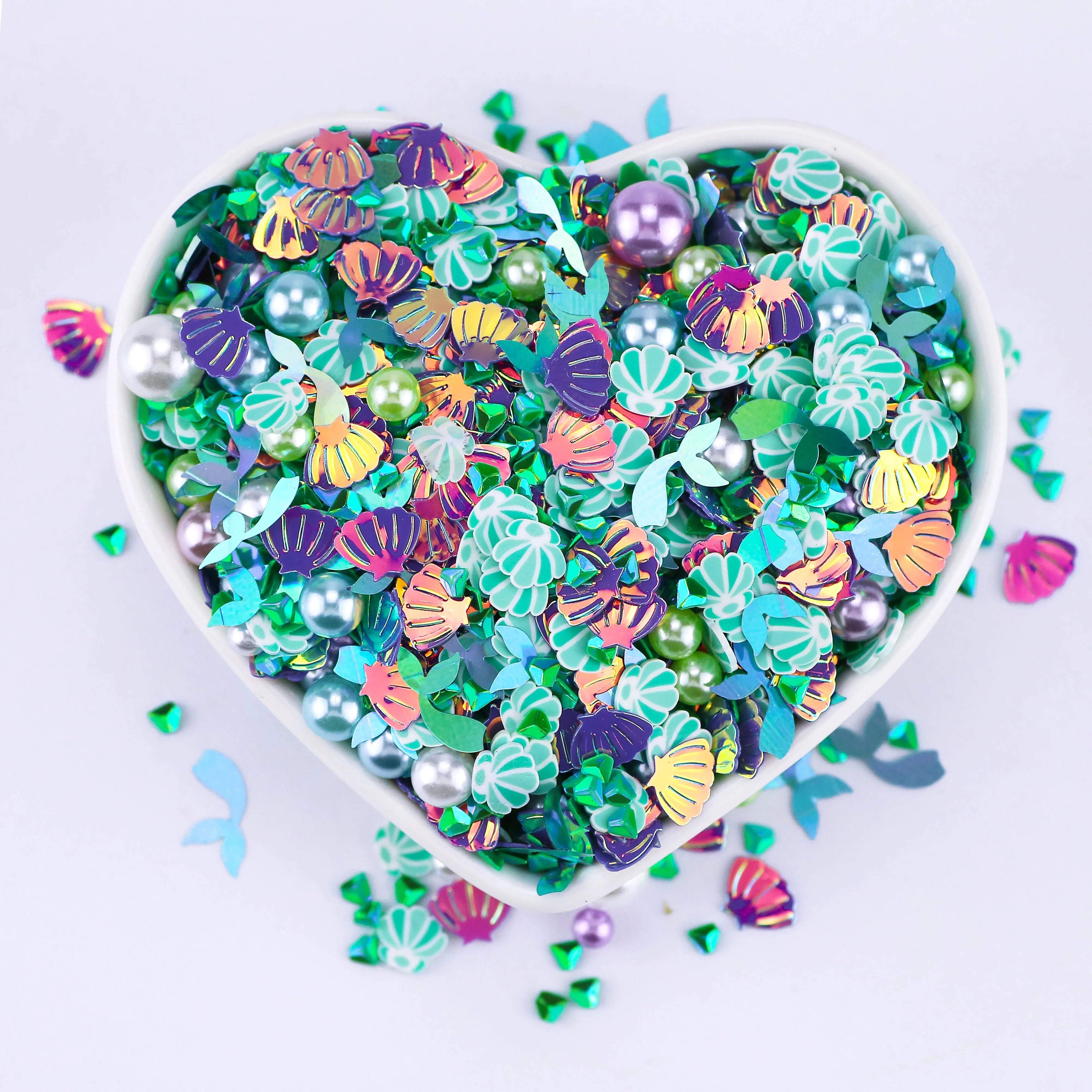 Polymer Clay Oceanic Mermaids Shells Pearls Sprinkles Polymer Clay Slices for Slime Filler DIY Craft Decoration Nail Art