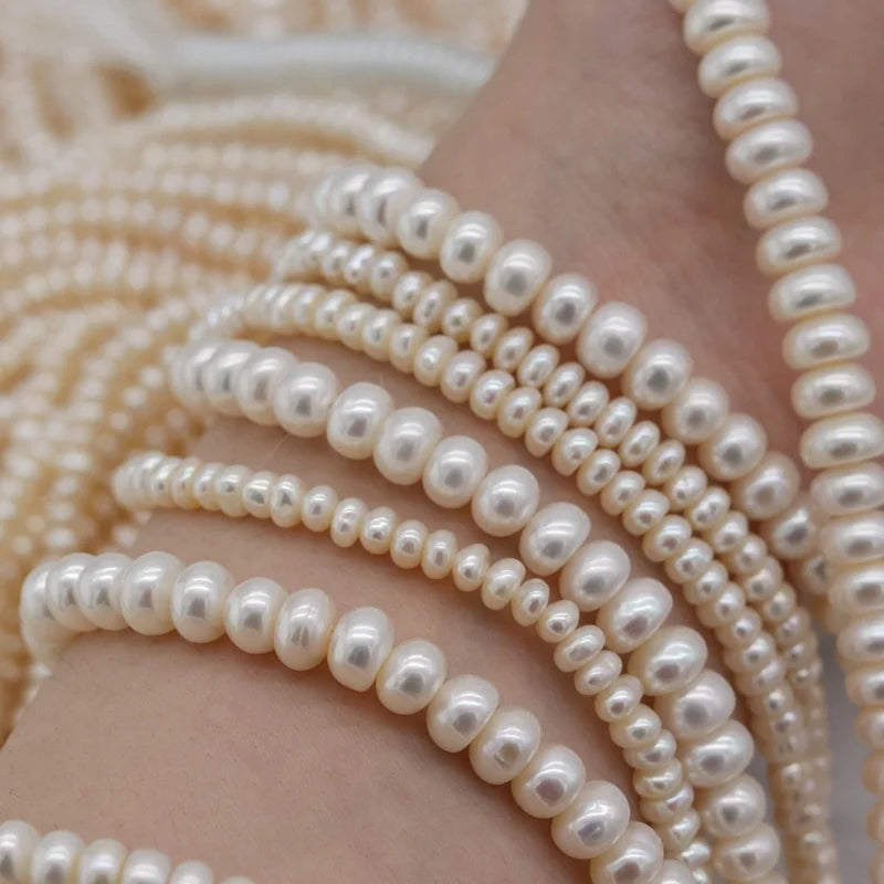 Wholesale Custom Jewelry 2-10mm Natural Freshwater Button Pearl Necklace Pink Purple Bead Chain Loose Bead Design
