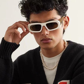 STY3762N Fashion White Rectangle Sunglasses Women Men Luxury Brand Designer Sunglasses Men Trend Brown Cat Eye Sun Glasses UV400