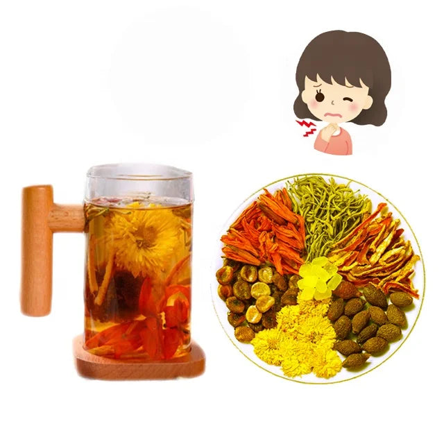 Private Label 4A Grade Throat Care Tea Luo Han Guo Chrysanthemum Orange Peels Smooth Throat Sore Detox Flower Tea 10 Sachets Bag