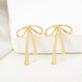 Sweet Fashion Long Chain Bow Tassel Earrings Simple Korean Bowknot Stud Earring Gold Plated Ribbon Drop Earrings to My Daughter