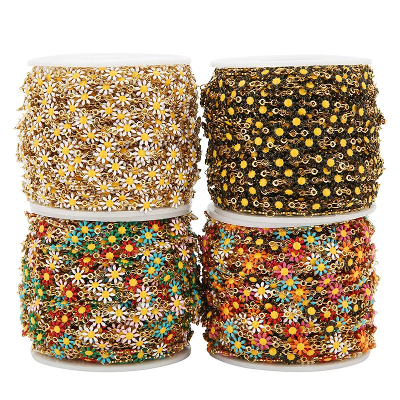 Selling by Meter Wholesale Dainty Colorful Diversity Flower Adjustable DIY Enamel Necklace Bracelet Jewelry