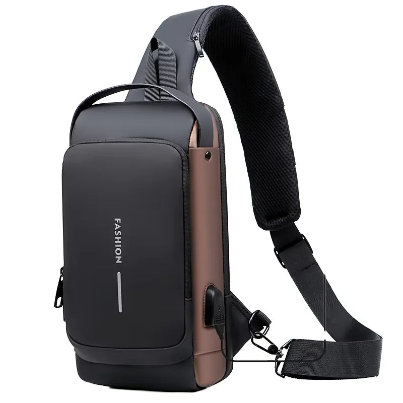 Fashion Design Waterproof Scratchproof Single Shoulder Bag Password Anti-theft USB Shoulder Chest Bag Casual Messenger Bag