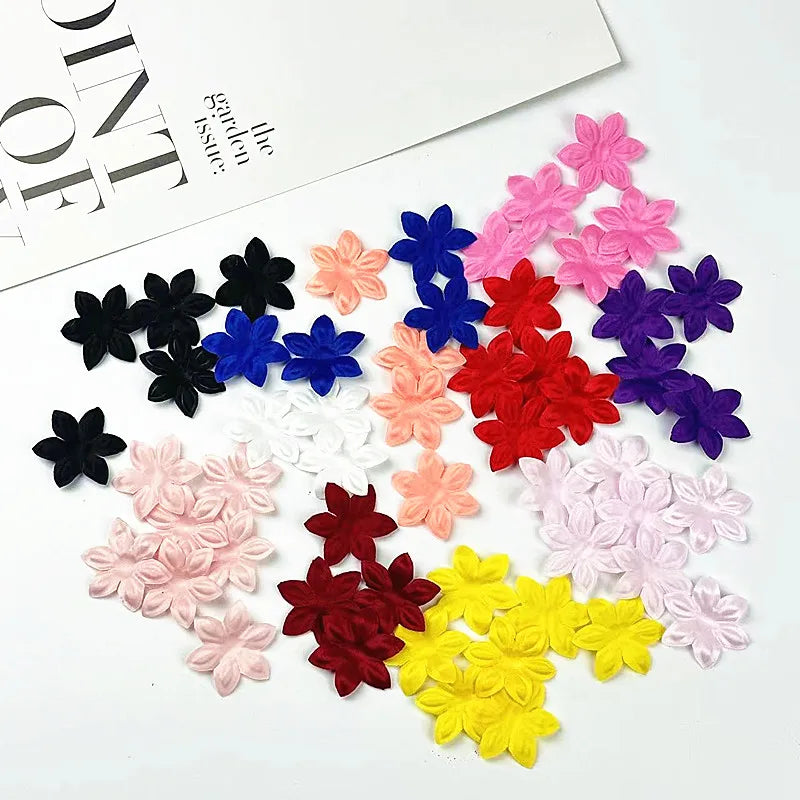 Wholesale Custom Colorful Artificial Petals 3.4cm Wedding Artificial Flower Home Decoration DIY Multi Color Satin Lace Decal 41#