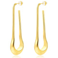 Exaggerated Niche Design Line Brass 18k Gold Plated Long U-shaped Water Drop Earrings for Women