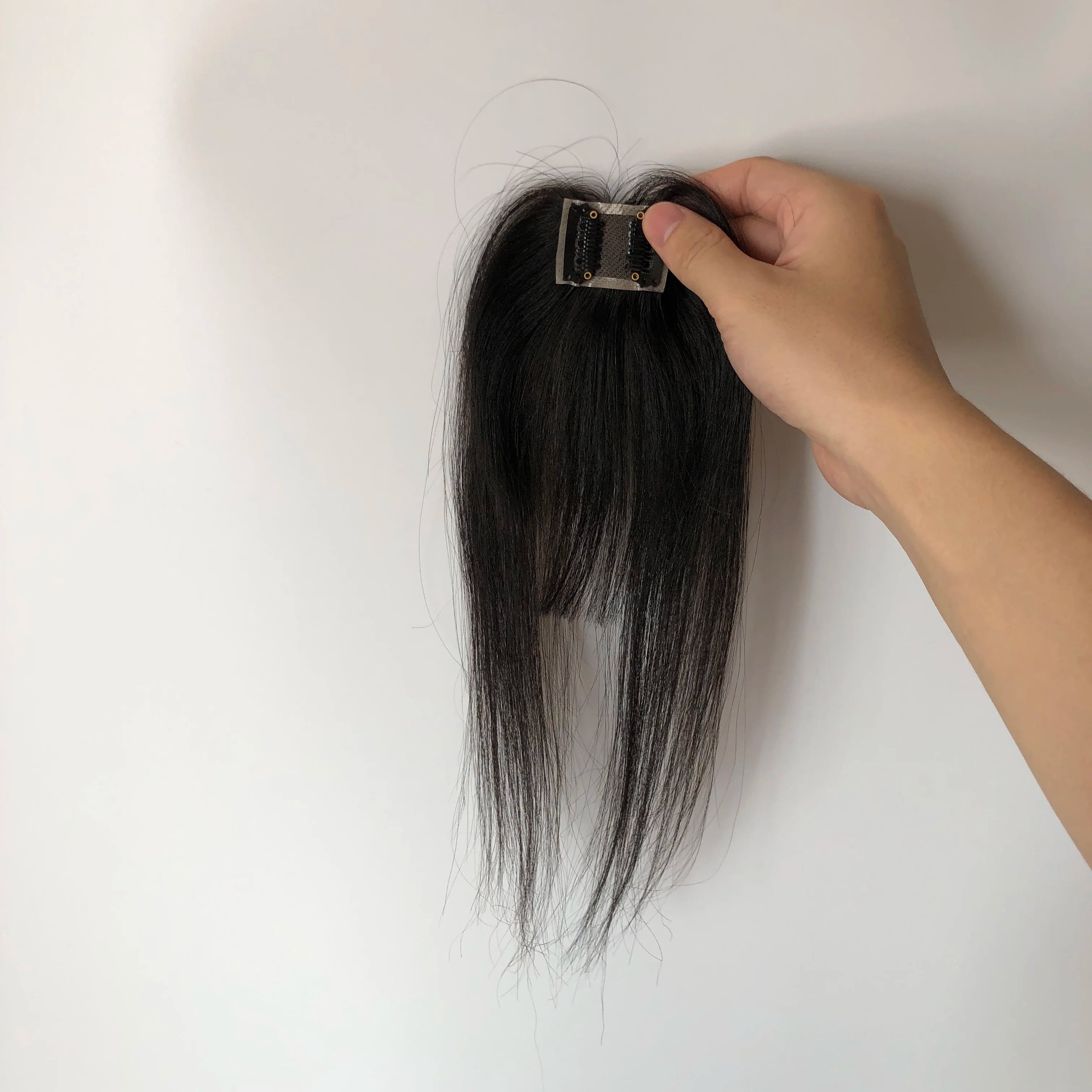 AU Wholesale Stylish Human Hair Air Fringes Hand Made 3D Hair Female Bangs for the Head Top Part