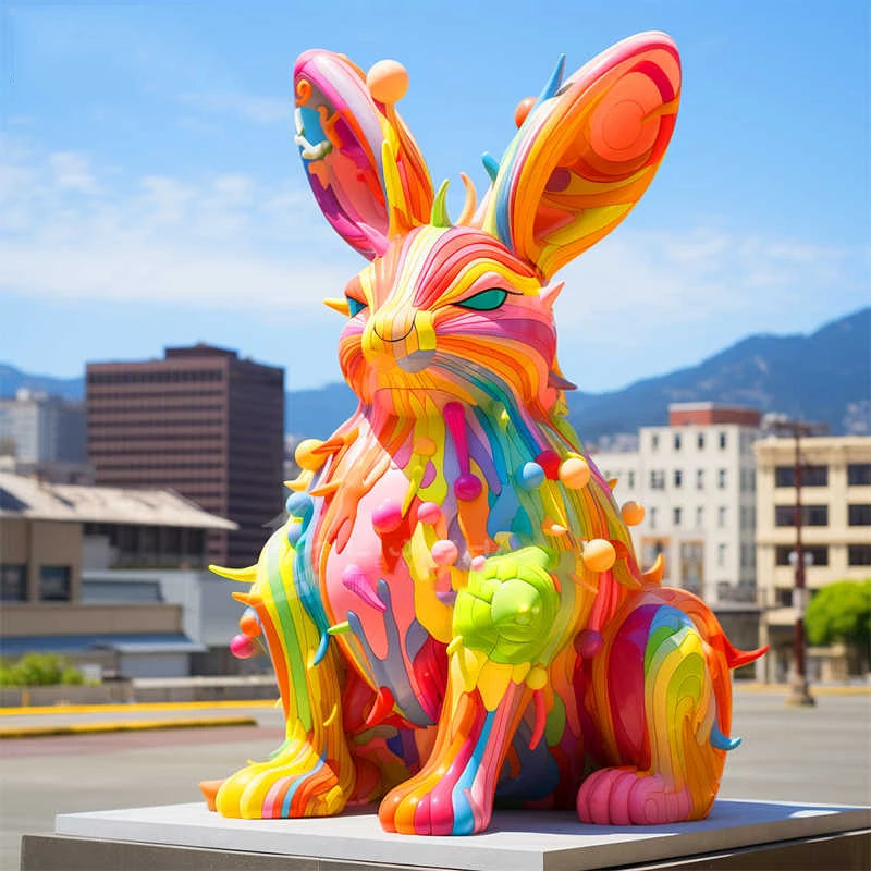 Life Size Animal Sculpture Ornamental Large Easter Bunny Rabbit Statue Outdoor Spring Garden Yard Decoration MegaBDM