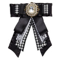 Jachon Fashion Pearl Multi-layer Grosgrain Lace Bow Brooch Rhinestone Diamond Bowknot Neck Bow Tie for Girls