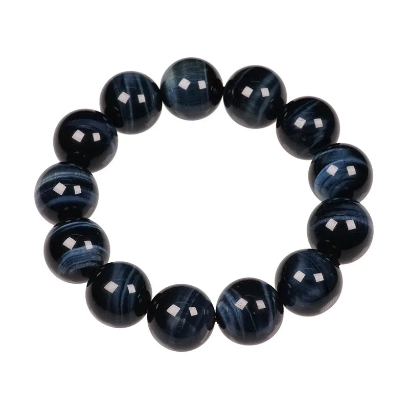 8mm Strech Natural Healing Stone Blue Tiger Eye Bracelets for Women Men