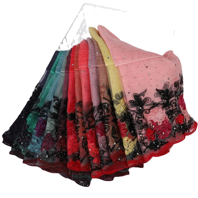 New Lady Indian Muslim Lace Fashion Scarf Muslim Women's Versatile Headband Hijab Scarf Wholesale