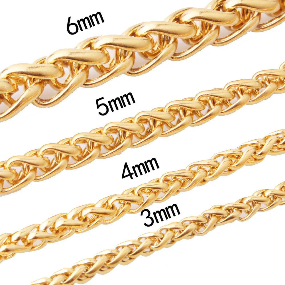 Hip Hop Jewelry Mens Necklace Chopin Chain Gold Plated Stainless Steel Franco Chain Necklace