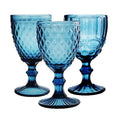 Wholesale Bulk China Supplier Embossed Colored Blue Goblet Glasses Color Water Glass Goblets for Wedding Party Celebration Event