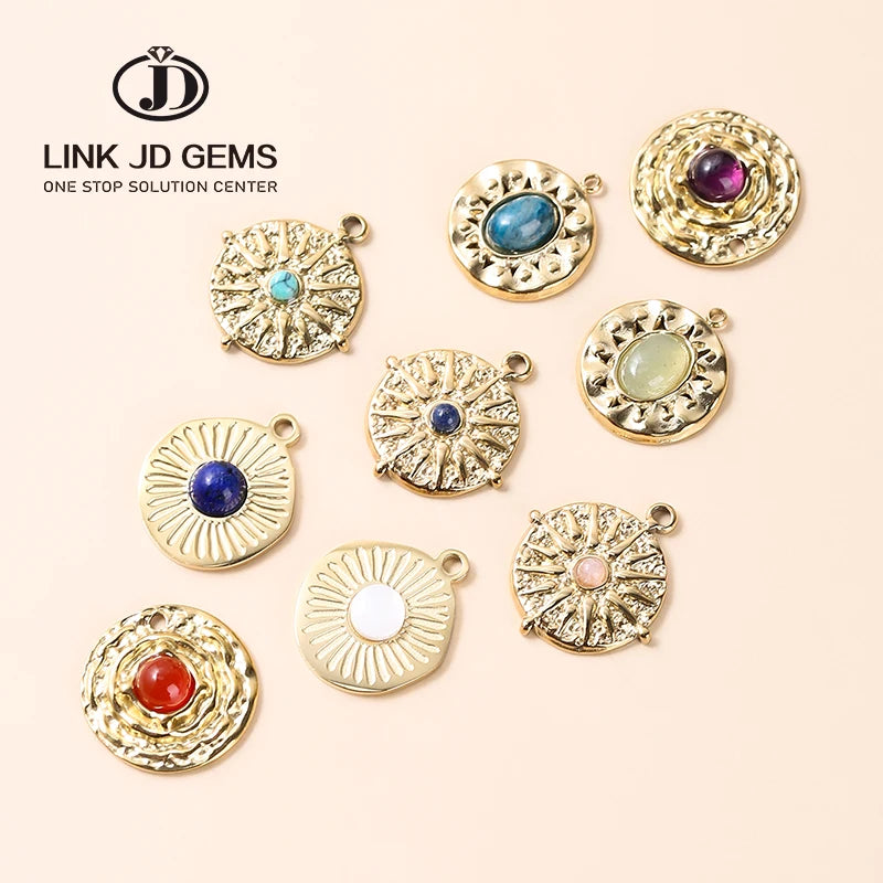 JD New Fashion Stainless Steel Natural Stone Necklace Pendant Necklace for Women Jewelry Gift