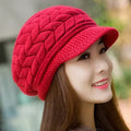 Winter Women Hat Wide Brim Keep Warm Cap Knitted Hats Female Soft High Elastic Warm Beanies Girl Cap
