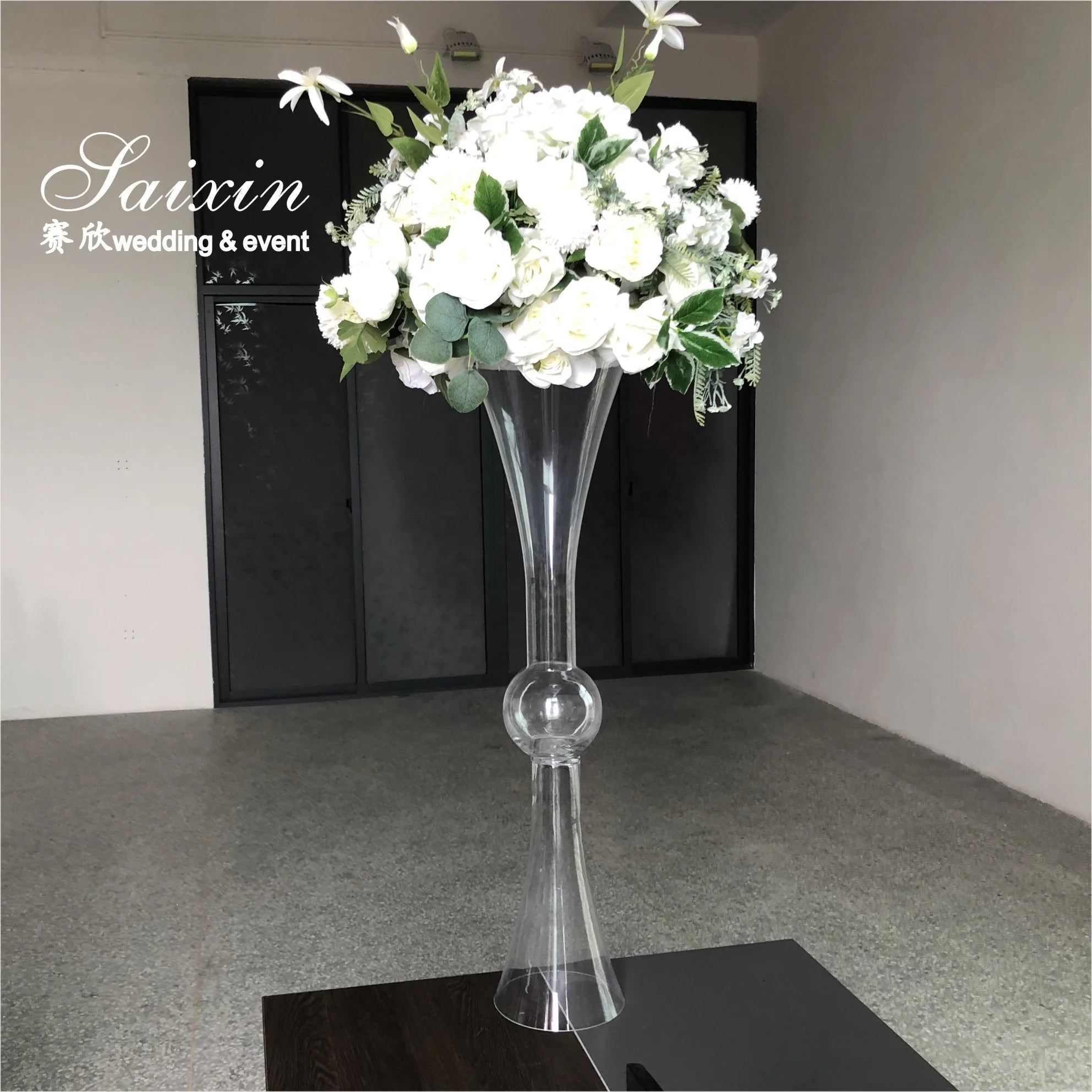 Wholesale Cheap Tall Home Decor Reversible Trumpet clear Glass Vase for Wedding Centerpieces