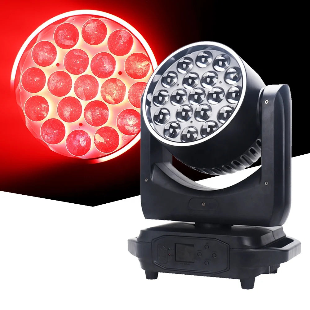 DJ 19X15W Zoom Moving Head Wash Light RGBW 4in1 LED Pixel Disco Wedding DMX Stage Light With Ring