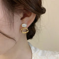 Ilona New Minimalist Geometric 18k Gold Plated  Hoop Earrings Oval Creative Fashion Stud Earrings Women's Jewelry