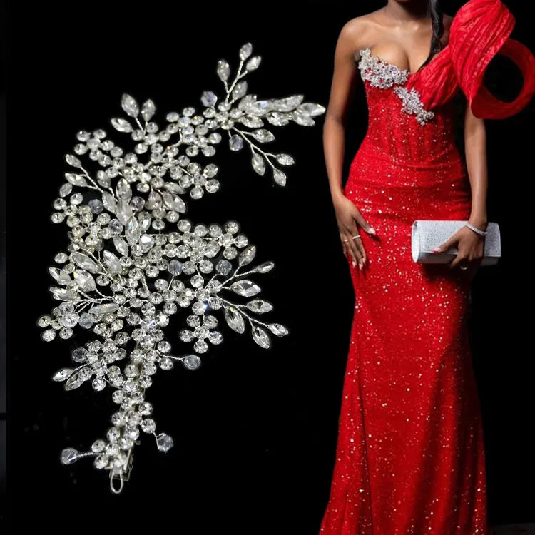 WHD-096 Wholesale Fashion Jewel Rhinestone 3d Bridal Appliques Wedding Accessories Handmade for Wedding Dresses