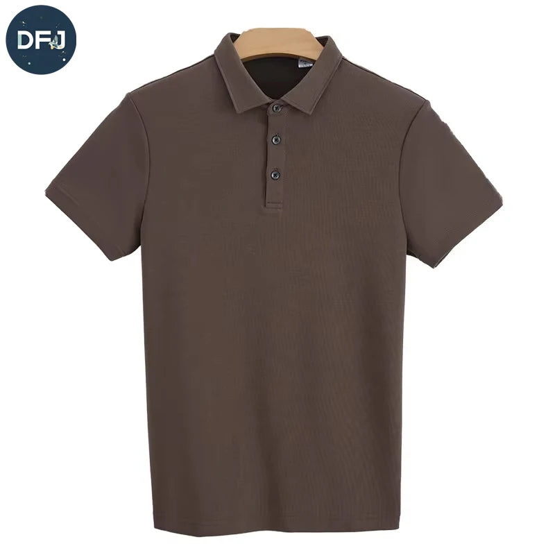 Men's Custom Logo Embroidered Quick Dry Bamboo  Shirts Solid Pattern Short Sleeve in Yarn Dyed Knitted Fabric