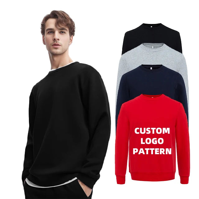 High Quality OEM Pullover Plain Dyed Plush Blank Jogger White Crew Neck Custom Hoodie Crew Neck Sweatshirt for Wholesale