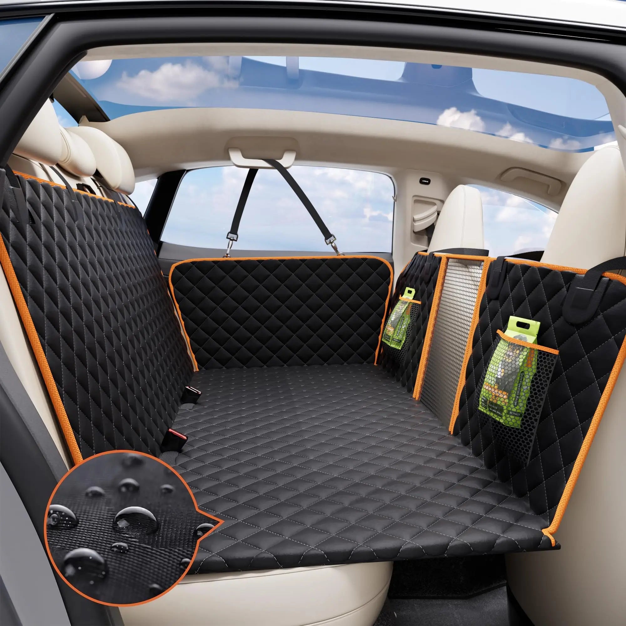 2024 New Release Car Back Seat Cover for Dogs Pet Car Bed Hammock 100% Waterproof Hard Bottom Board Dog Car Seat Cover