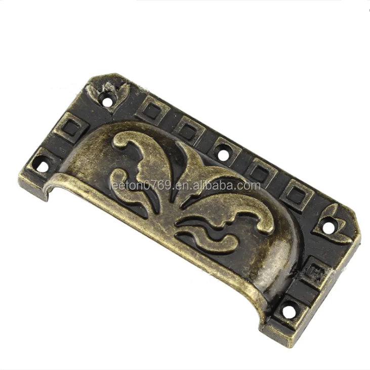 Stock Supply Box Accessories 81 X 36mm Zinc Alloy Antique Brass Colored Cabinet Metal Handle