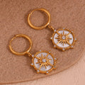 Tarnish Free Jewelry Crystal Rhinestone Shell Earrings North Star Drop Earring Gold Plated Stainless Steel Jewelry
