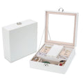 Case Leather Rectangular Shape Custom Logo Large Portable Bulk LuxuryJewelry Woman Travel Box With Mirror