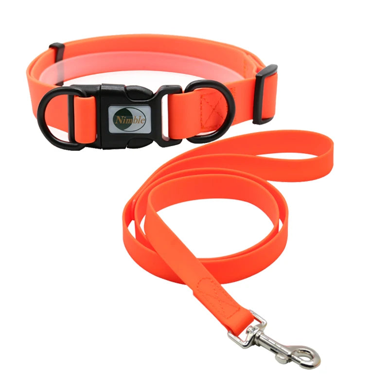 Durasoft Waterproof PVC Coated Leather Nylon Plastic Dog Collars Leashes One Size Fits All with Breakaway Feature Solid Pattern