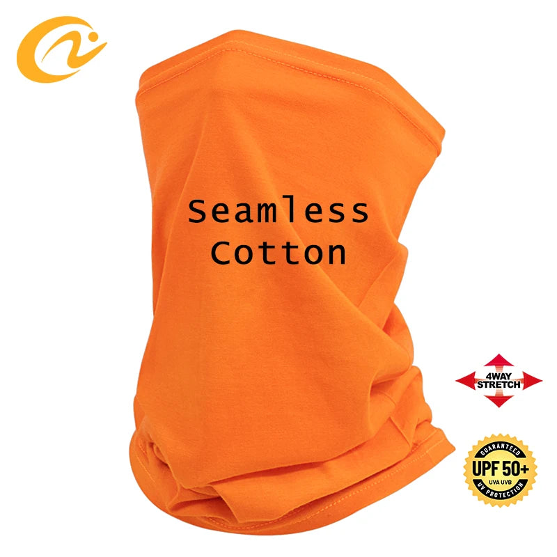 Adult Size Organic Plain Color Seamless Neck Gaiter Breathable Anti-bacterial Eco Friendly Soft Cotton Fishing Tube Bandana