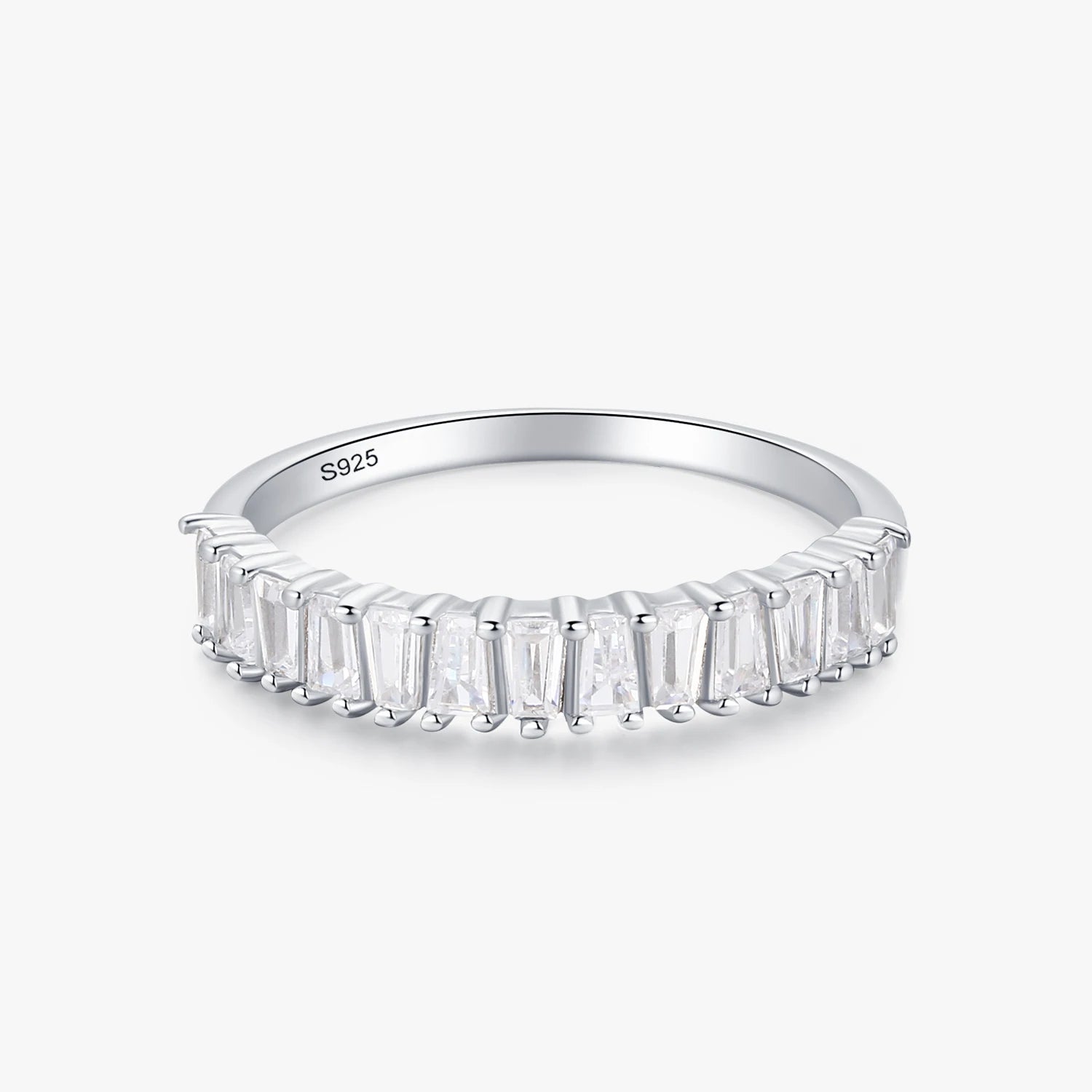 Ailmay Transparent Trapezoidal Zircon Combination Genuine 925 Sterling Silver Finger Ring for Fine Female Fashion Jewelry