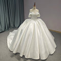 Jancember 1245 Elegant Satin Lace Fabric Sweetheart Puffy Bride Wedding Dresses