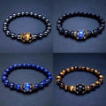 New Fashion Crown Natural Stone Beads Tiger Eye Lava Lapis Charm Bracelets for Men Gemstone Beads Bracelet