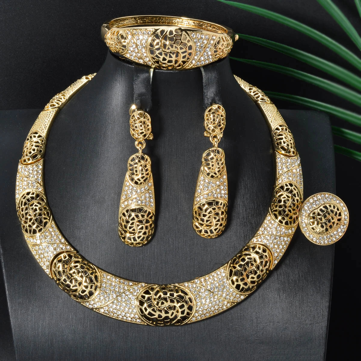Fashion Italian 18k Gold Plated Zircon Jewelry Set for Women