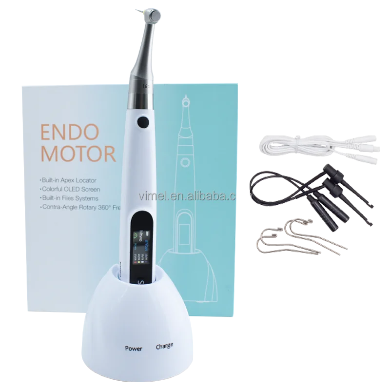 2 in 1 Dental Endo Motor with Apex Locator Wireless Endodontic Treatment Colorful OLED Screen with 16:1 Contra Angle
