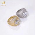 NUOYA Fashion Jewelry 18K Gold Plated Brass Inlay Big Round Diamond Full Pave Shiny Iced Out Zircon Hip Hop Ring for Men Women