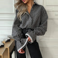 Women's Loose-Fitting Casual Cardigan French Style Lace Edge Splicing Long-Sleeved Shirt