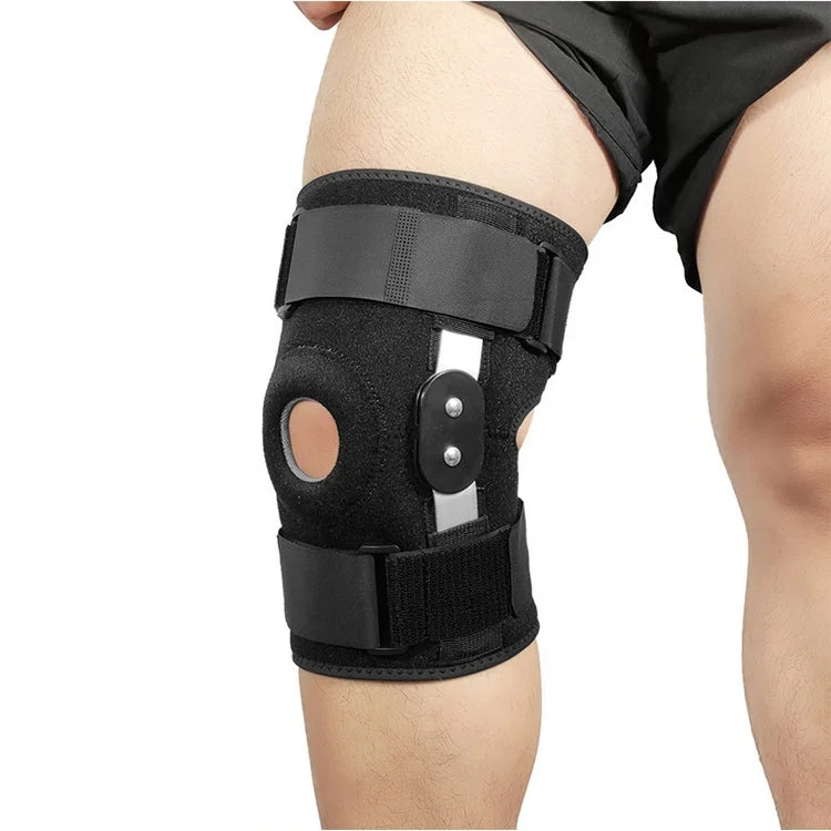 Adjustable Sports Knee Pad Brace Support with Open Patella Stabilizer Hinged Men's Flexible Protective Spring
