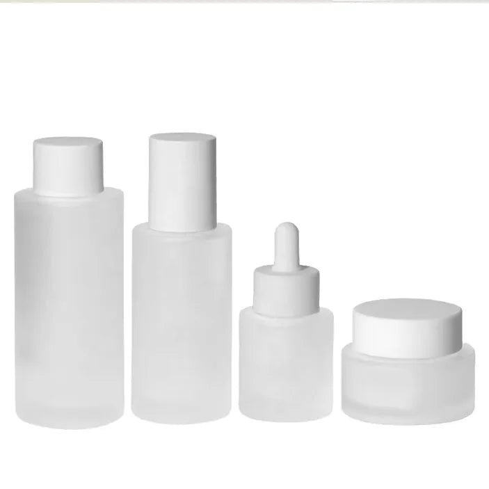 Hotsale Luxury 50ml Glass Cream Bottles and Jars Thick Bottom Cosmetic Serum Lotion Pump with Dropper Sealing Boxed