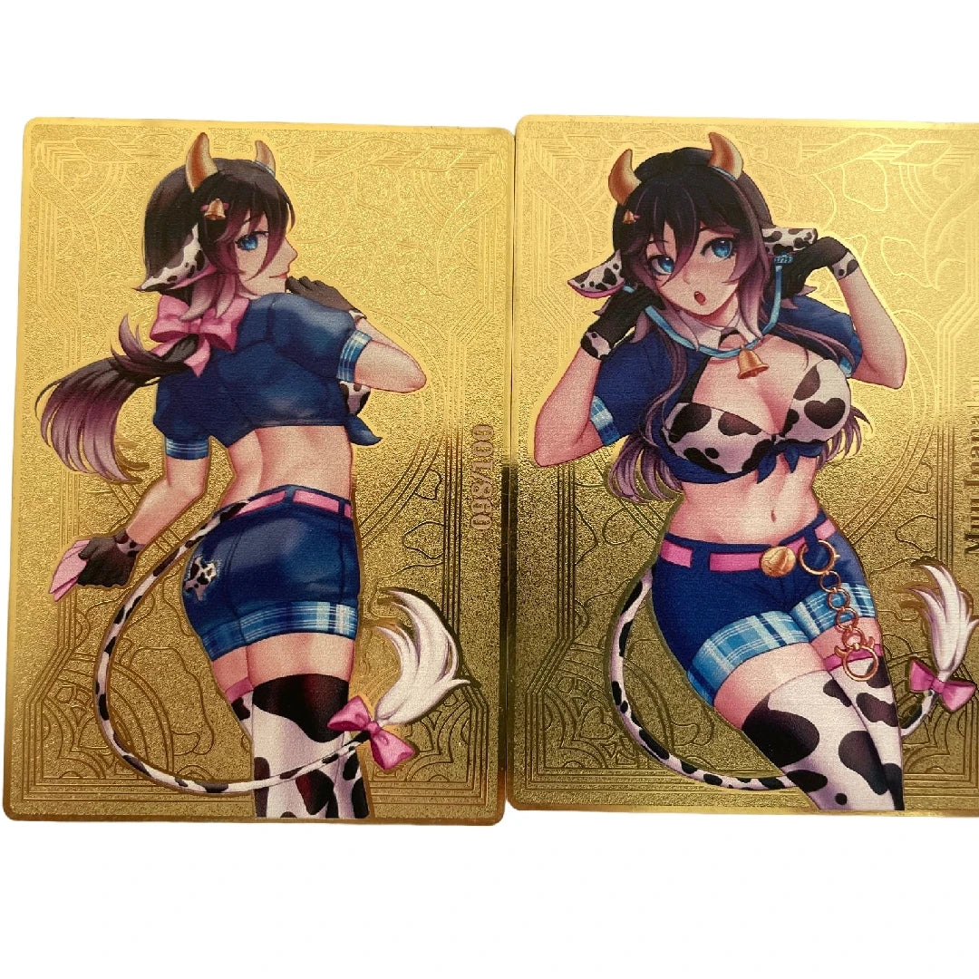 Hot Sale Anime Cartoon Gold Plated Playing Card Custom Gold Metal Mixed Anime Game Card Collection Cards
