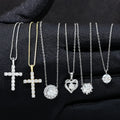 Heart Flower 925 Sterling Silver Chain Women Jewelry VVS Moissanite Halo GRA Gold Plated Wedding Bridal Diamond Pendant Necklace